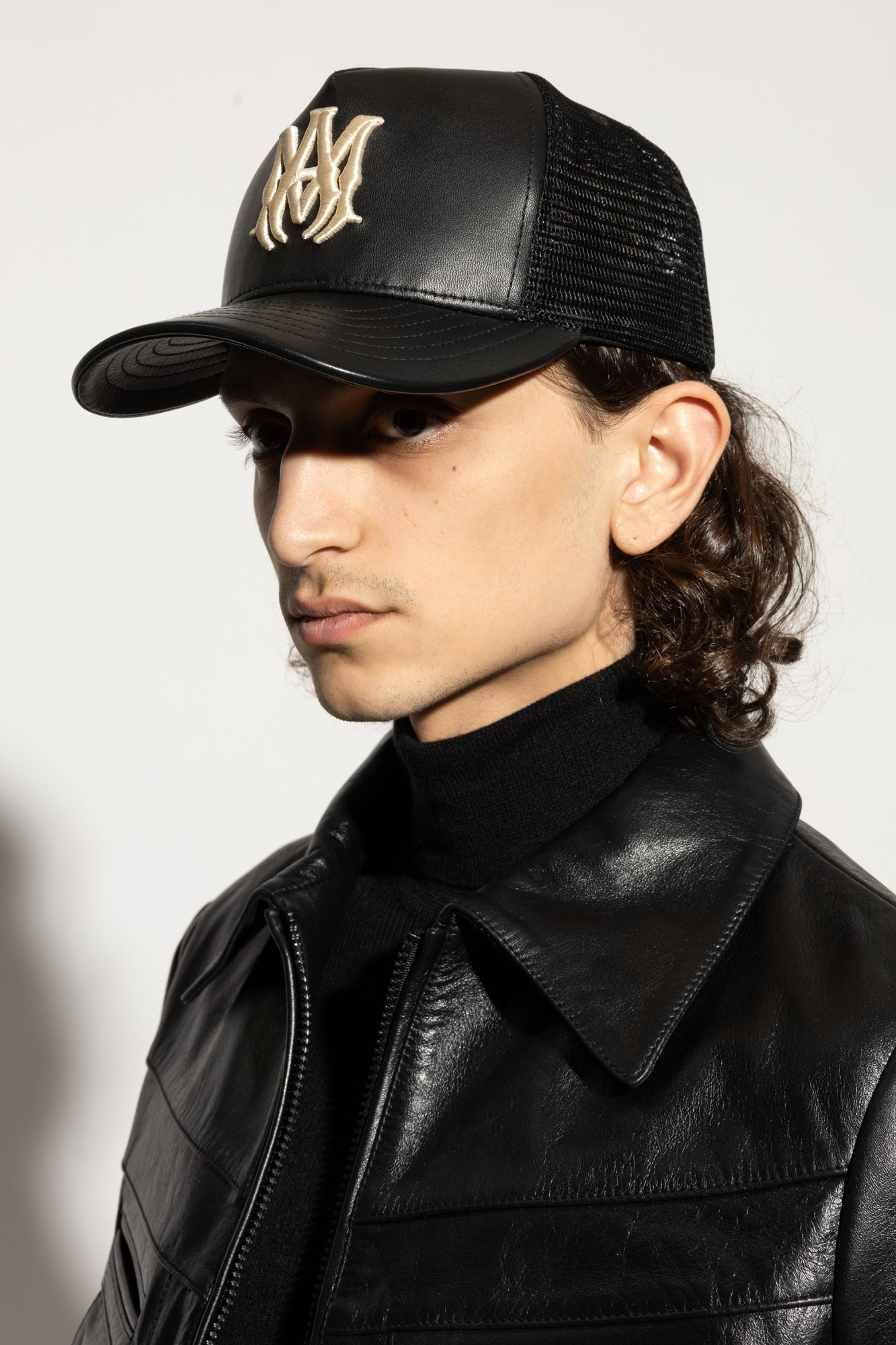 Amiri Black Leather Cap